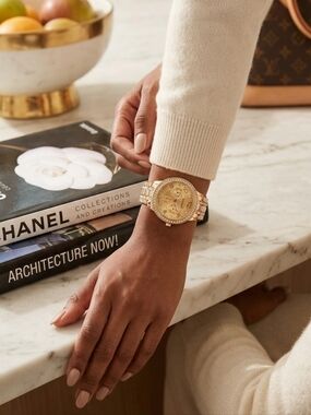 Gold bling watch